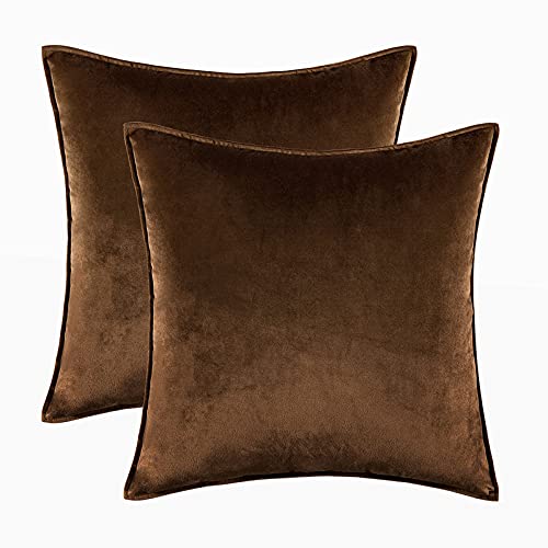 Home Decorative Edge Velvet Waist Pillow Cushion Covers 2PCS Super Soft Plush Hotel Sofa Pillow Covers 18"x18" Throw Pillow Covers