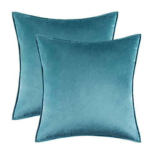 Home Decorative Edge Velvet Waist Pillow Cushion Covers 2PCS Super Soft Plush Hotel Sofa Pillow Covers 18"x18" Throw Pillow Covers