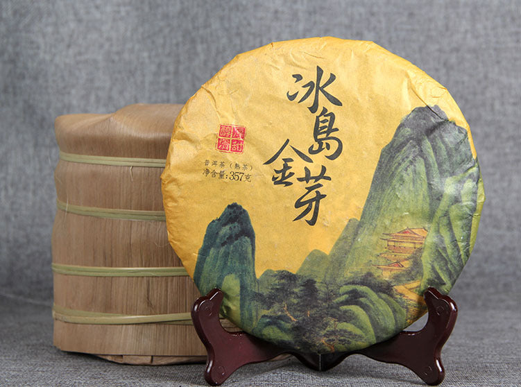 Pu-erh Ripe Tea Ancient Tree Pure Material Fermented Pu-erh Ripe Tea Iceland Golden Bud Pu-erh Tea 357g