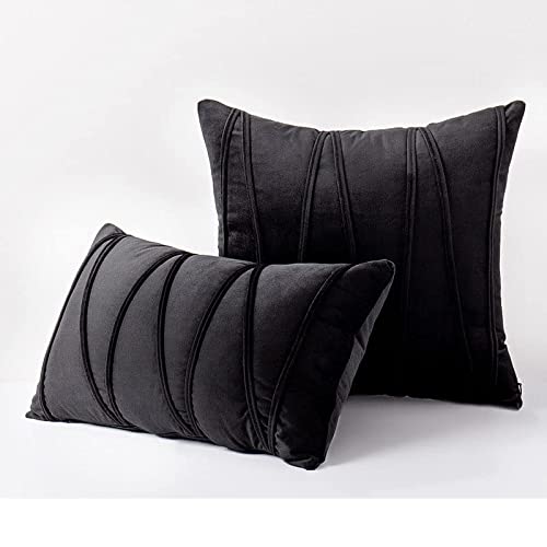 Nordic Velvet Striped Pressed Pillowcase, Pressed Rope Straps, European Sofa Pillows,1pc Home Pillow Covers Throw Pillow Covers