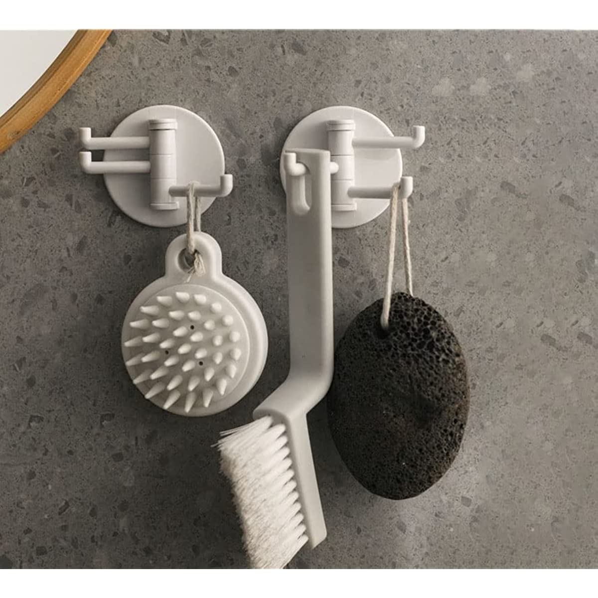 Plastic Hooks 2 Pcs Home Door Back Toilet Wall Branch Hooks Foldable Arms Hanger for Bathroom Wall Mount Hooks