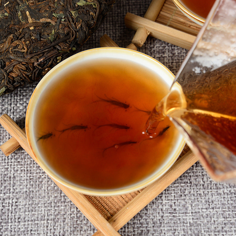 Yunnan Pu-erh Ripe Tea Gnomic Fragrance Pu-erh Ripe Tea Qizi Cake Gnomic Fragrance 357g Ripe Tea Cake Pu-erh Cake