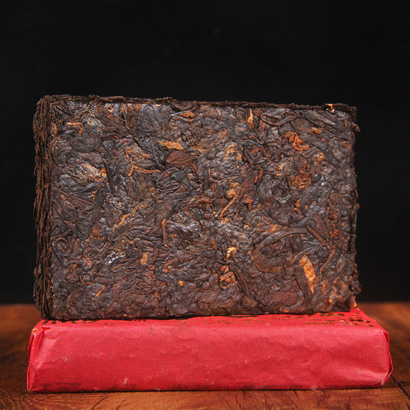 Menghai Old Ripe Tea Brick Menghai Ancient Tree Aged Pu'er Tea Fu Lu Shou Xi Zhi Ripe Tea Black Tea 250g