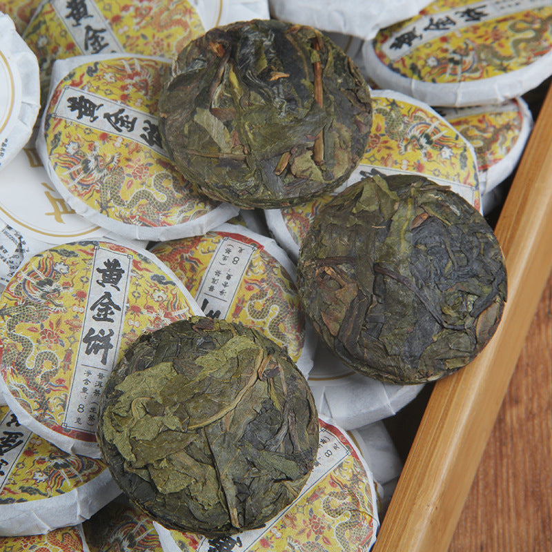 Spring Tea Ancient Tree Golden Cake Yellow Ancient Tree Tea Puerh Tea Raw Tea Mini Small Cake Tea 500g
