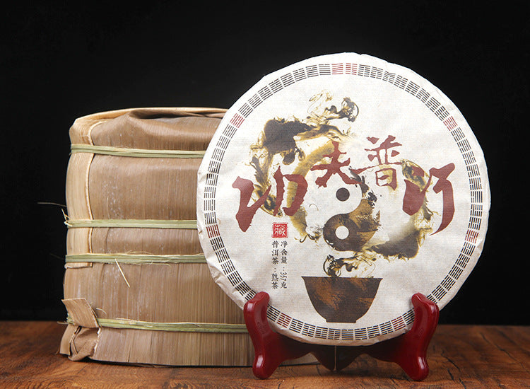 Puerh Tea Leaves Yunnan Menghai Chenxiang Puerh Tea Ripe Tea Cakes Kungfu Puerh Qizi Cake 357g