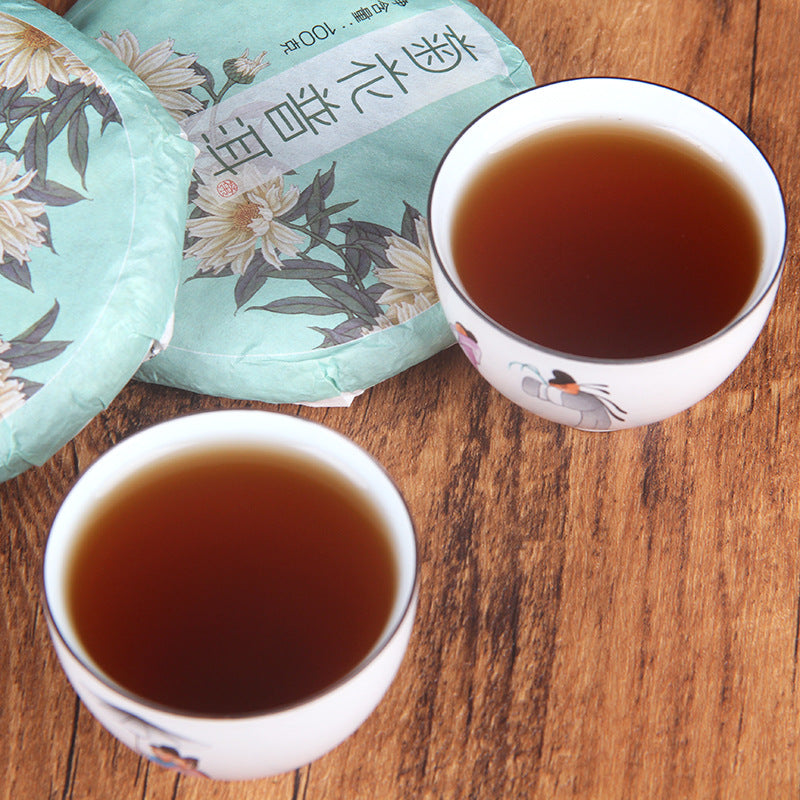 Puerh Tea Chrysanthemum Tea Cake Aromatic Chrysanthemum Puerh Ripe Tea Tea 100g Cake Chrysanthemum Puerh Tea