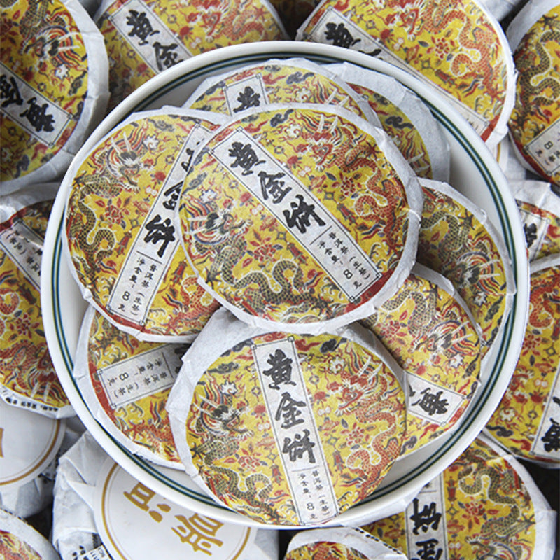 Spring Tea Ancient Tree Golden Cake Yellow Ancient Tree Tea Puerh Tea Raw Tea Mini Small Cake Tea 500g