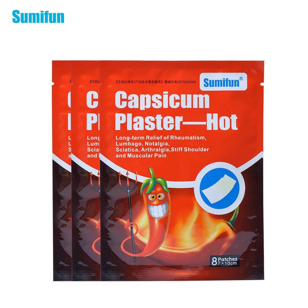 3 Packs, Capsicum Plaster-Hot, Chinese Natural Herbal Patch 8 pcs/pack 红辣椒膏药 1包/8片