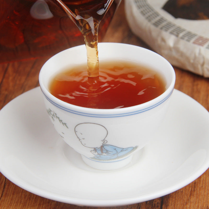 Puerh Tea Leaves Yunnan Menghai Chenxiang Puerh Tea Ripe Tea Cakes Kungfu Puerh Qizi Cake 357g