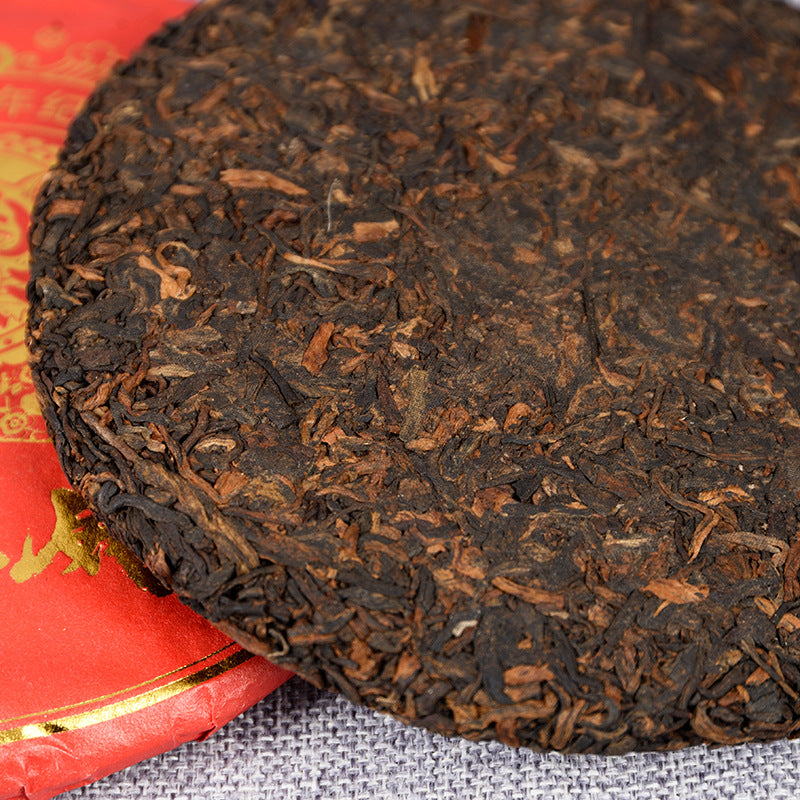 Yunnan Big-leaf Sun-dried Ancient Tree Tea Pu-erh Tea Zodiac Cake 357g Ripe Cake Black Tea Brown Mountain Raw Material Pu-erh Ripe Tea