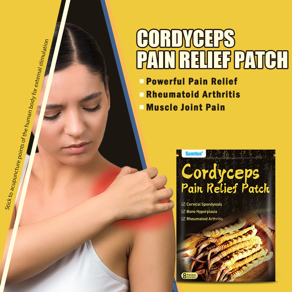 3 Packs, Cordyceps Pain Relief Patch,Powerful Pain Relief,Rheumatoid Arthritis, Muscle Joint Pain 24pcs (3Packs*8pcs) 虫草元素远红外贴,关节肌肉痛贴