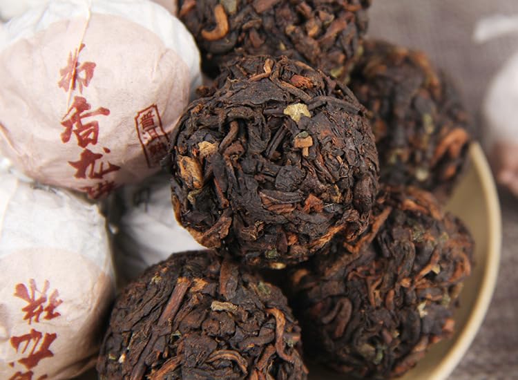 Yunnan Natural and Additive-free Glutinous Rice Fragrance Pu-erh Tea Pu-erh Ripe Tea Black Tea Longzhu Individual packaging Pu-erh Tea Tuo Tea 糯米香普洱茶 普洱熟茶龙珠500g