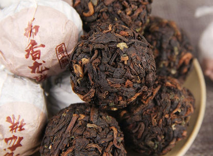 Yunnan Natural and Additive-free Glutinous Rice Fragrance Pu-erh Tea Pu-erh Ripe Tea Black Tea Longzhu Individual packaging Pu-erh Tea Tuo Tea 糯米香普洱茶 普洱熟茶龙珠500g