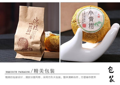 Citrus Chen Pi Tea Gongting Puerh Tea Small Citrus Tangerine Citrus Puerh Tea 14pcs (140g) Gift Set Tea Ripe Tea Cooked Tea 小青柑陈皮茶宫廷普洱茶叶小柑橘柑普茶小青柑茶叶14粒（140g）礼盒装茶叶