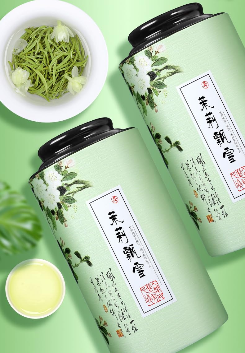 Premium Jasmine Tea Piao Xue Strong Aroma Green Tea 500g (250g*2) Flower Tea Gift Box Set Gift Tea 特级茉莉花茶飘雪浓香绿茶 500 克（250 克*2）花茶礼盒套装 礼品茶