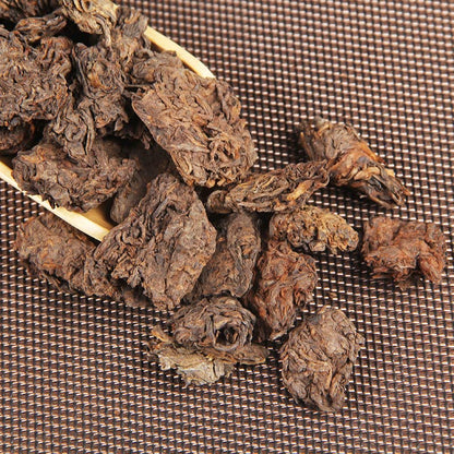 Yunnan Premium Pu-erh Tea 500g Cooked Tea Menghai Golden Bud laochatou Aged Fully Fermented Red Tea 云南普洱茶 熟茶 散 老茶 500g老茶头 勐海金芽小茶头