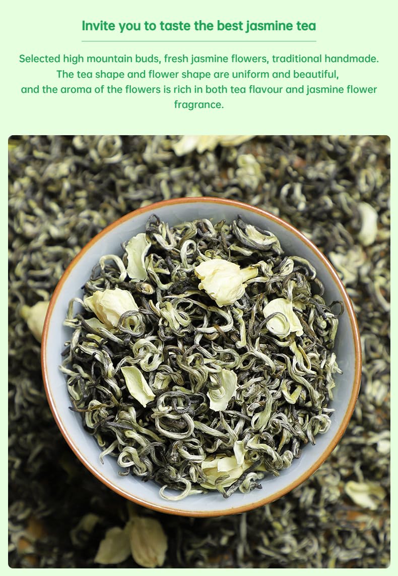 Premium Jasmine Tea Piao Xue Strong Aroma Green Tea 500g (250g*2) Flower Tea Gift Box Set Gift Tea 特级茉莉花茶飘雪浓香绿茶 500 克（250 克*2）花茶礼盒套装 礼品茶
