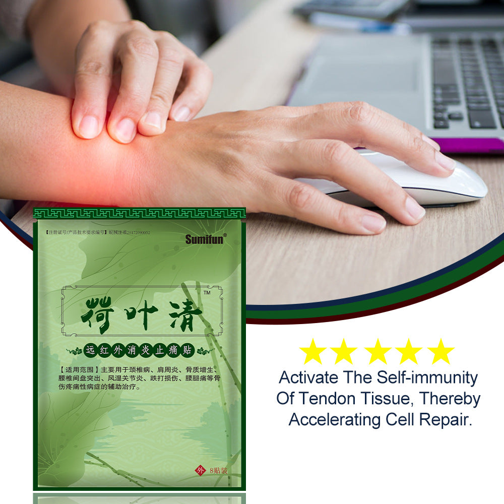 3 Packs, Rheumatoid arthritis, bruises, lumbago, etc. Anti-inflammatory and pain relief Lotus Leaf Clear Paste (8pcs/bag)*3 荷叶清贴外用膏贴1包/8贴