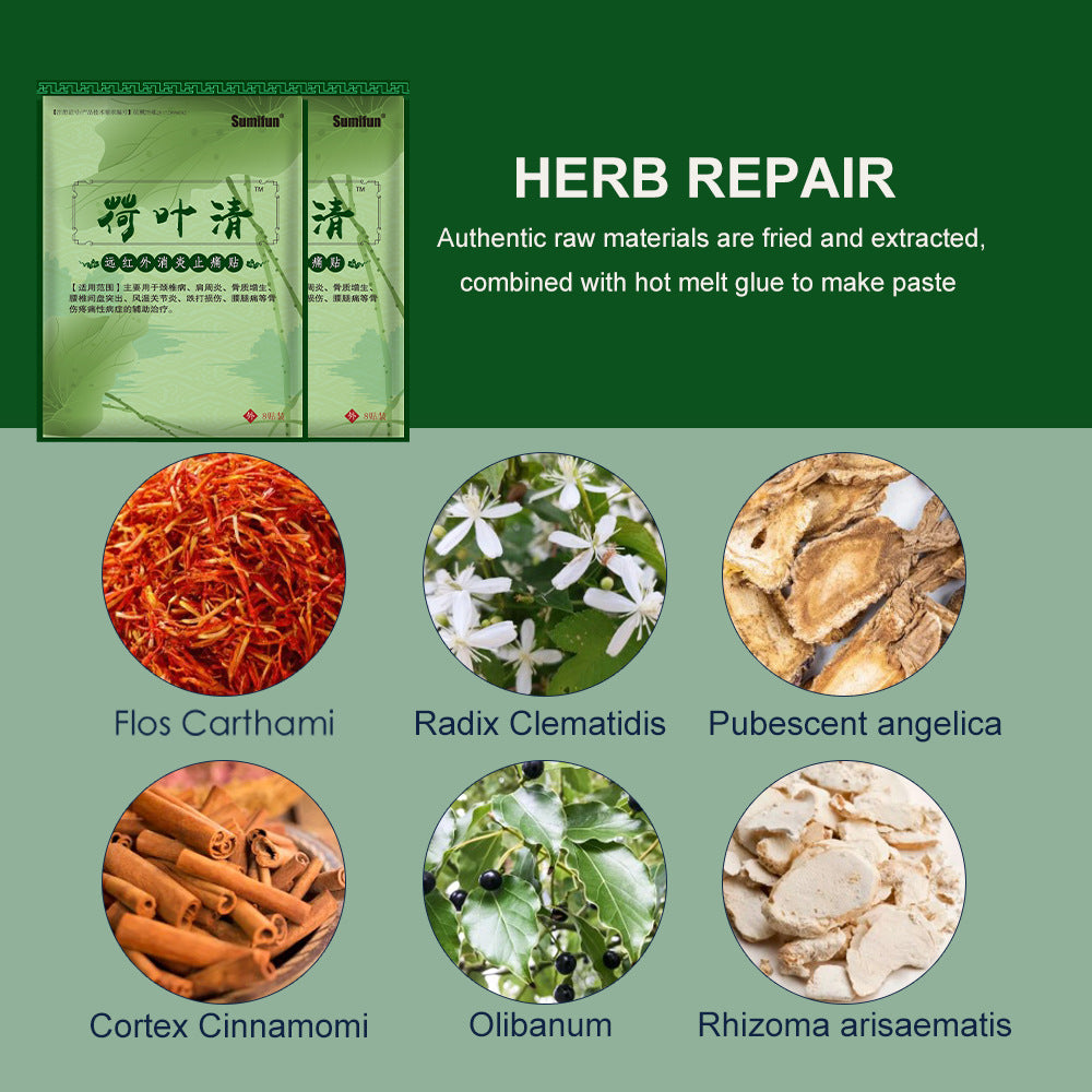 3 Packs, Rheumatoid arthritis, bruises, lumbago, etc. Anti-inflammatory and pain relief Lotus Leaf Clear Paste (8pcs/bag)*3 荷叶清贴外用膏贴1包/8贴