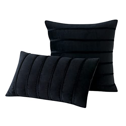 Velvet Vertical Strap Ins Wind Nordic Binding Technology Pillow Cushion Cases Pack of 2 Pillowcases for Sofa Bedroom Couch Car Throw Pillow Covers