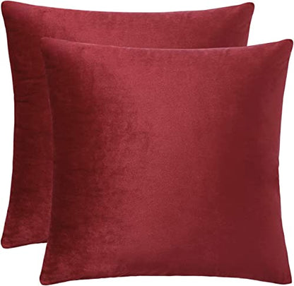 Cozy Soft Velvet Square Solid Color Pillow Covers for Living Room, Bedroom Farmhouse Home Decor 18x18 Inch Throw Pillow Cases 2 Packs