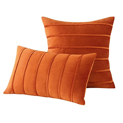 Pack of 2 Home Decor 18x18 Inch Velvet Vertical Strap Nordic Style Binding Technology Pillow Cushion Cases Soft Velvet Square Throw Pillow Covers