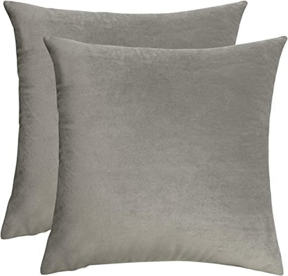 Cozy Soft Velvet Square Solid Color Pillow Covers for Living Room, Bedroom Farmhouse Home Decor 18x18 Inch Throw Pillow Cases 2 Packs