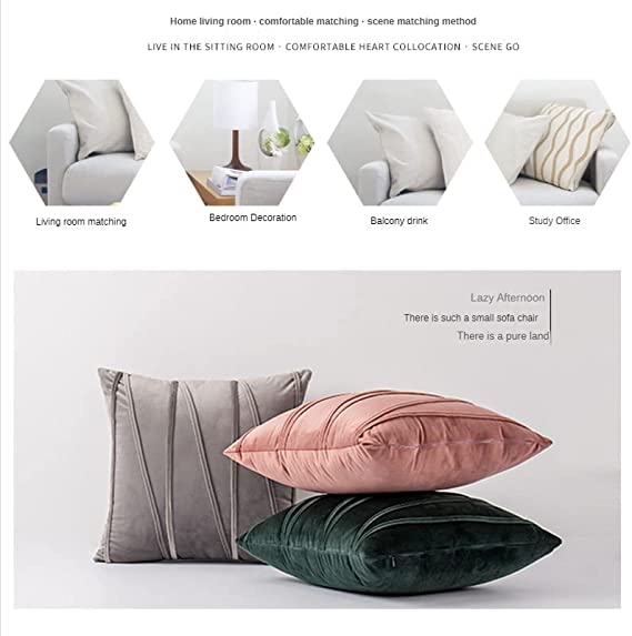 Pillowcase Pattern Nordic Velvet Striped Pressed Pillowcase Cotton, Throw Pillow Covers, Pressed Rope Straps, European Sofa Pillows,2pcs Home Pillow Covers