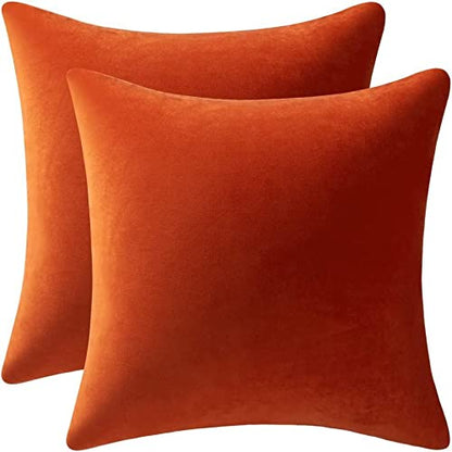 Cozy Soft Velvet Square Solid Color Pillow Covers for Living Room, Bedroom Farmhouse Home Decor 18x18 Inch Throw Pillow Cases 2 Packs