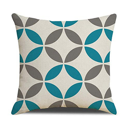 1PC Home Solid Color Geometric Linen Throw Pillow Case Digital Printed Geometric Graphics Square Pillowcase for Home Office Sofa Decor Pillow Covers
