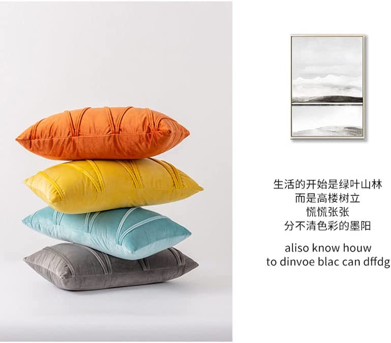 Pillowcase Pattern Nordic Velvet Striped Pressed Pillowcase Cotton, Throw Pillow Covers, Pressed Rope Straps, European Sofa Pillows,2pcs Home Pillow Covers