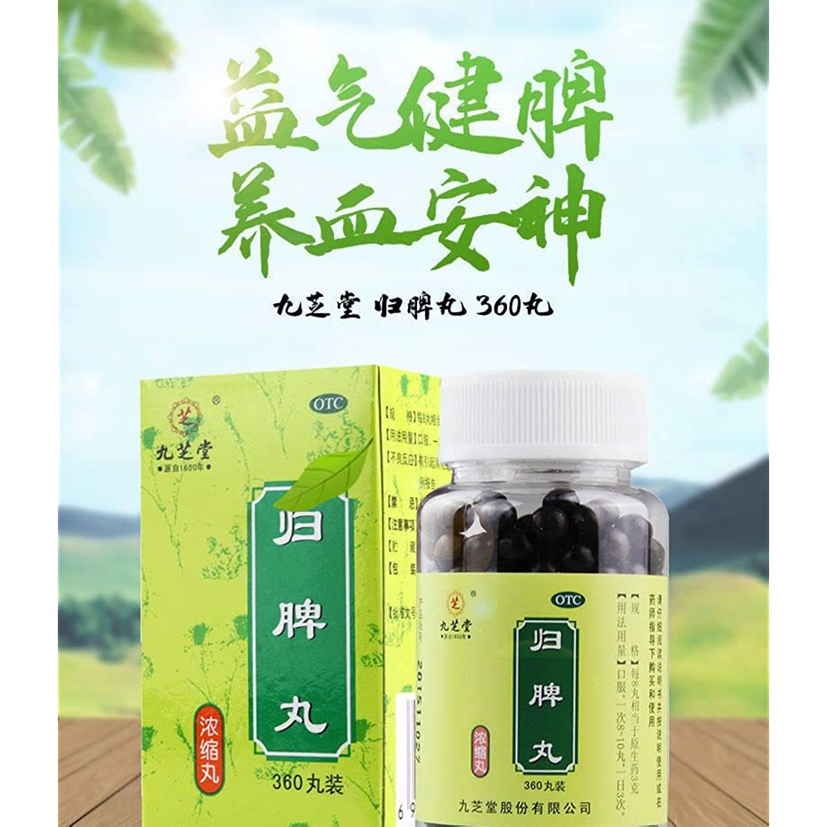 1 Box, Guipi Wan 360 pills/Box 九芝堂归脾丸