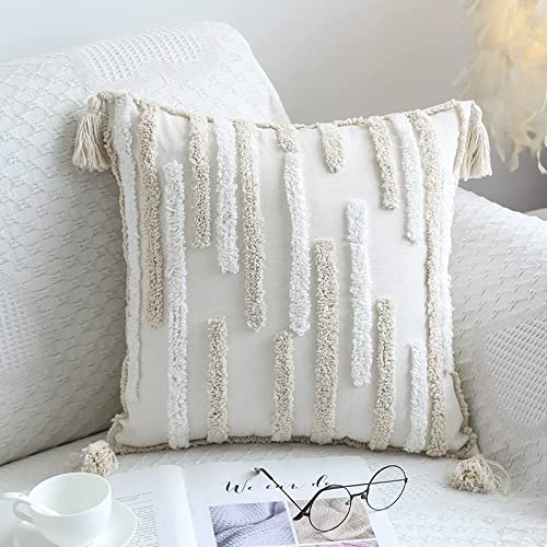 Bohemia Nordic ins Style Pillow Sofa Tufted Cushion Cover Tassel Pillow Cover Embroidered Waist Pillow Cover Decorative Pillow Covers 18x18