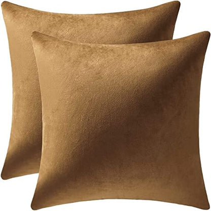 Cozy Soft Velvet Square Solid Color Pillow Covers for Living Room, Bedroom Farmhouse Home Decor 18x18 Inch Throw Pillow Cases 2 Packs
