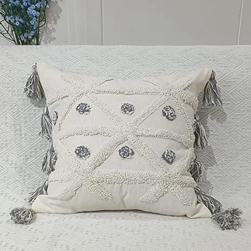 Bohemia Nordic ins Style Pillow Sofa Tufted Cushion Cover Tassel Pillow Cover Embroidered Waist Pillow Cover Decorative Pillow Covers 18x18