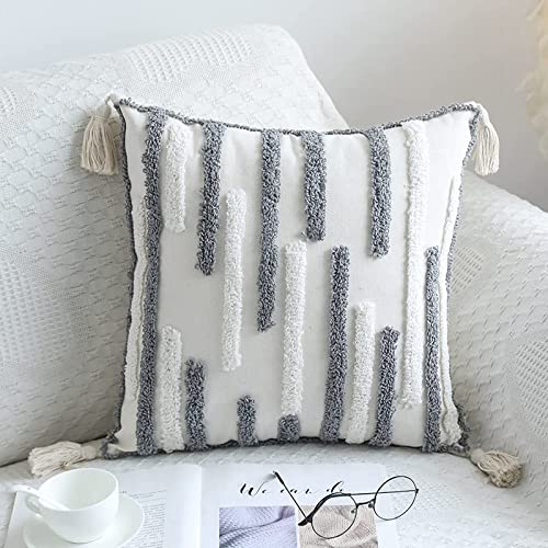 Bohemia Nordic ins Style Pillow Sofa Tufted Cushion Cover Tassel Pillow Cover Embroidered Waist Pillow Cover Decorative Pillow Covers 18x18