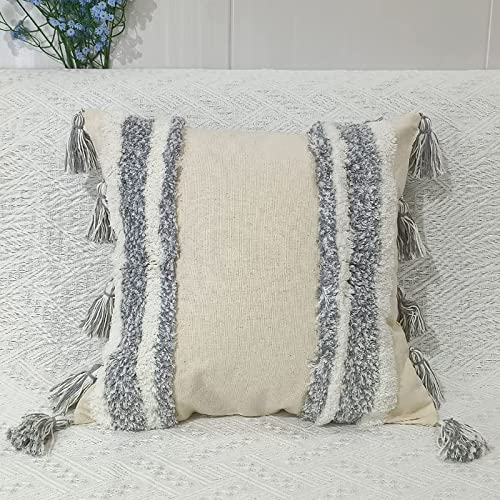 Bohemia Nordic ins Style Pillow Sofa Tufted Cushion Cover Tassel Pillow Cover Embroidered Waist Pillow Cover Decorative Pillow Covers 18x18