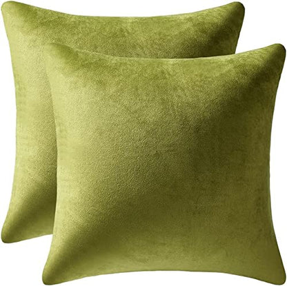 Cozy Soft Velvet Square Solid Color Pillow Covers for Living Room, Bedroom Farmhouse Home Decor 18x18 Inch Throw Pillow Cases 2 Packs