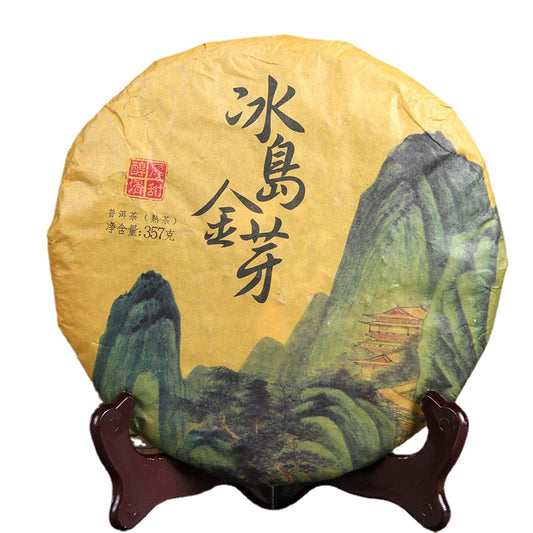 Pu-erh Ripe Tea Ancient Tree Pure Material Fermented Pu-erh Ripe Tea Iceland Golden Bud Pu-erh Tea 357g