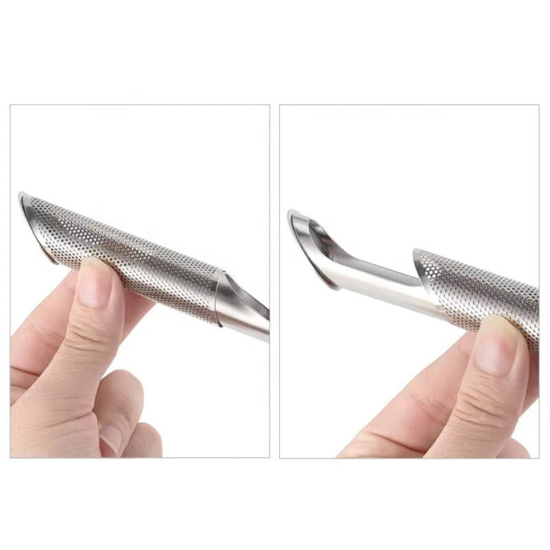 Pipe Shape Stainless Steel 304 Loose Leaf Tea Infuser Stick Filter Tea Leak Portable Handle Tea Diffuser, Long-handle Tea Steeper for Steep Tea