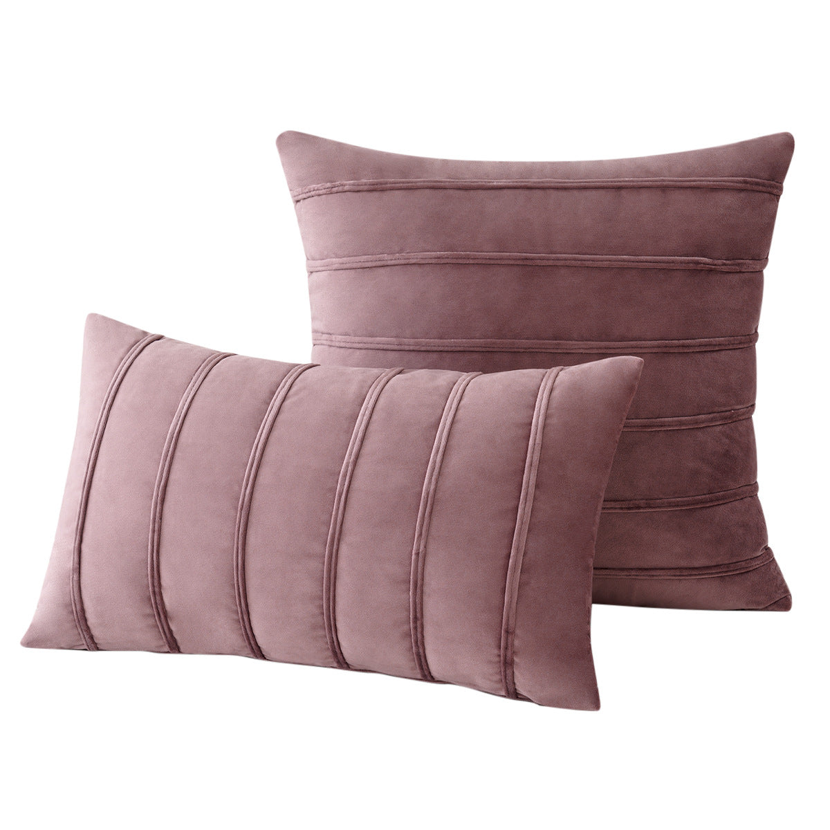 Pack of 2 Home Decor 18x18 Inch Velvet Vertical Strap Nordic Style Binding Technology Pillow Cushion Cases Soft Velvet Square Throw Pillow Covers