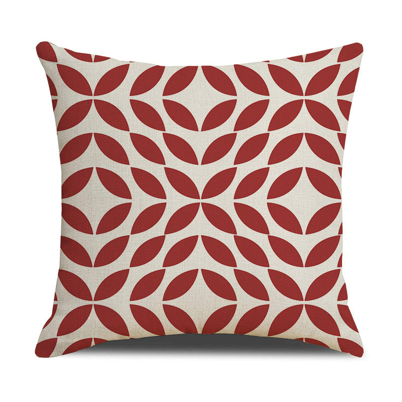 1PC Home Solid Color Geometric Linen Throw Pillow Case Digital Printed Geometric Graphics Square Pillowcase for Home Office Sofa Decor Pillow Covers
