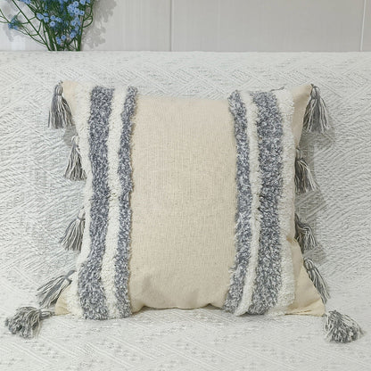 Bohemia Nordic ins Style Pillow Sofa Tufted Cushion Cover Tassel Pillow Cover Embroidered Waist Pillow Cover Decorative Pillow Covers 18x18