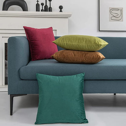 Cozy Soft Velvet Square Solid Color Pillow Covers for Living Room, Bedroom Farmhouse Home Decor 18x18 Inch Throw Pillow Cases 2 Packs